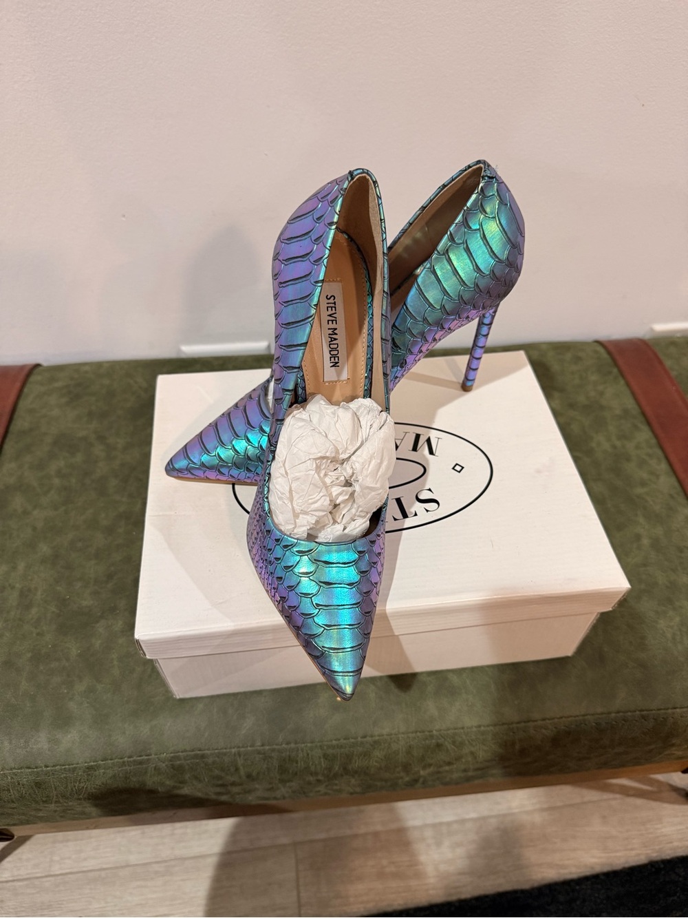 Steve Madden Iridescent Teal & Purple Mermaid-Scale Stiletto Pumps - Picture 3 of 5